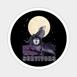 Survivors Wolves On A Cliff Magnet